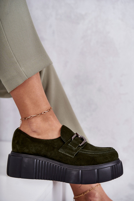 Alla moda dalla pelle scamosciata scarpe con una piattaforma colore kaki Lemar Deversol Alla moda dalla pelle scamosciata scarpe con una piattaforma colore kaki Lemar Deversol