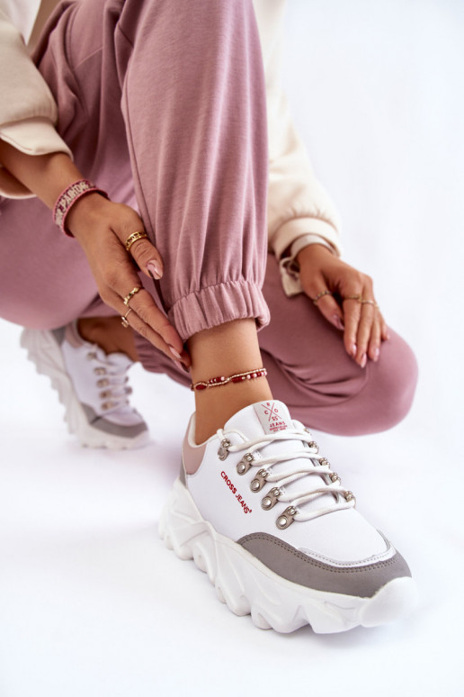 Femminile Scarpe modello sneakers con una piattaforma Cross Jeans KK2R4071C Colore bianco Femminile Scarpe modello sneakers con una piattaforma Cross Jeans KK2R4071C Colore bianco