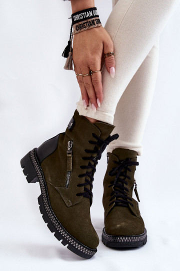 dalla pelle scamosciata riscaldamento Stivali Laura Messi 2508 colore verde