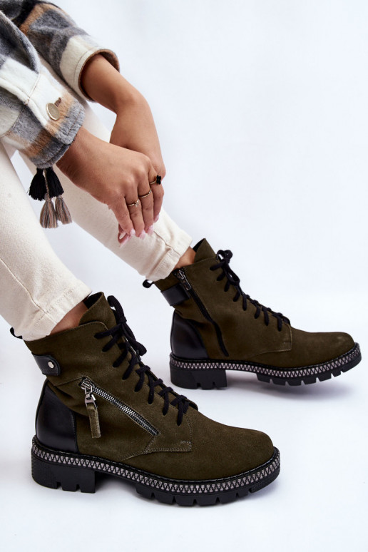 dalla pelle scamosciata riscaldamento Stivali Laura Messi 2508 colore verde
