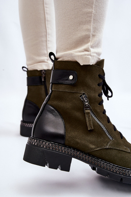 dalla pelle scamosciata riscaldamento Stivali Laura Messi 2508 colore verde