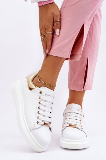 Femminile scarpe da ginnastica GOE LL2N4011 Bianco-colore dorato 2