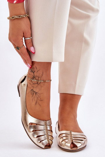 Zazoo 10009 Comode ballerine in pelle naturale Femminile colore dorato