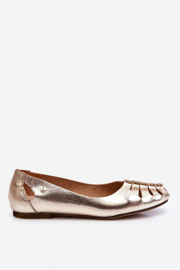 Ballerine comode in pelle naturale Zazoo 10009 color oro 2