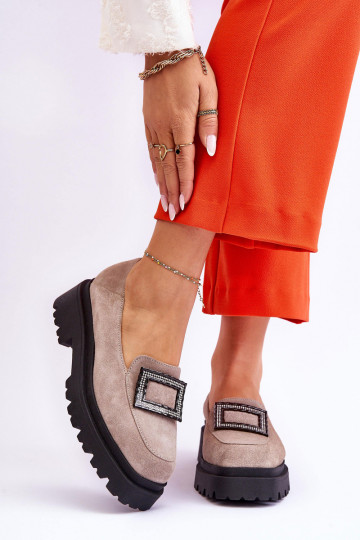 Conveniente Mocassini in pelle scamosciata beige Agathe 2