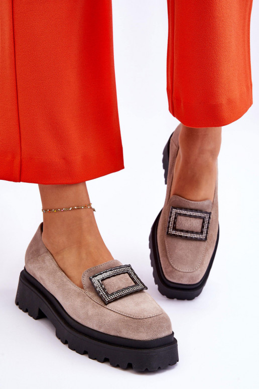 Conveniente Mocassini in pelle scamosciata beige Agathe Conveniente Mocassini in pelle scamosciata beige Agathe