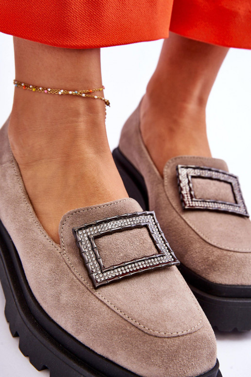 Conveniente Mocassini in pelle scamosciata beige Agathe Conveniente Mocassini in pelle scamosciata beige Agathe