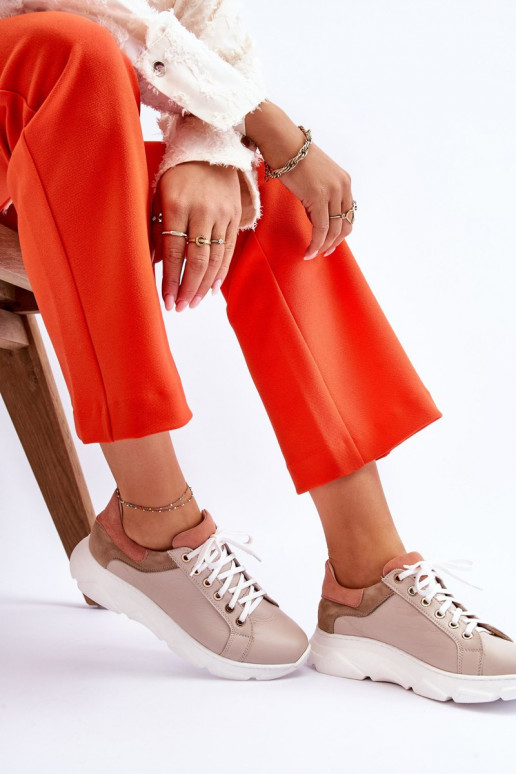 Conveniente Pelle scarpe da ginnastica con una piattaforma beige Alisane Conveniente Pelle scarpe da ginnastica con una piattaforma beige Alisane