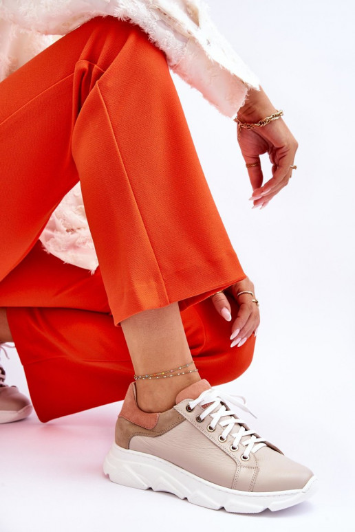 Conveniente Pelle scarpe da ginnastica con una piattaforma beige Alisane Conveniente Pelle scarpe da ginnastica con una piattaforma beige Alisane