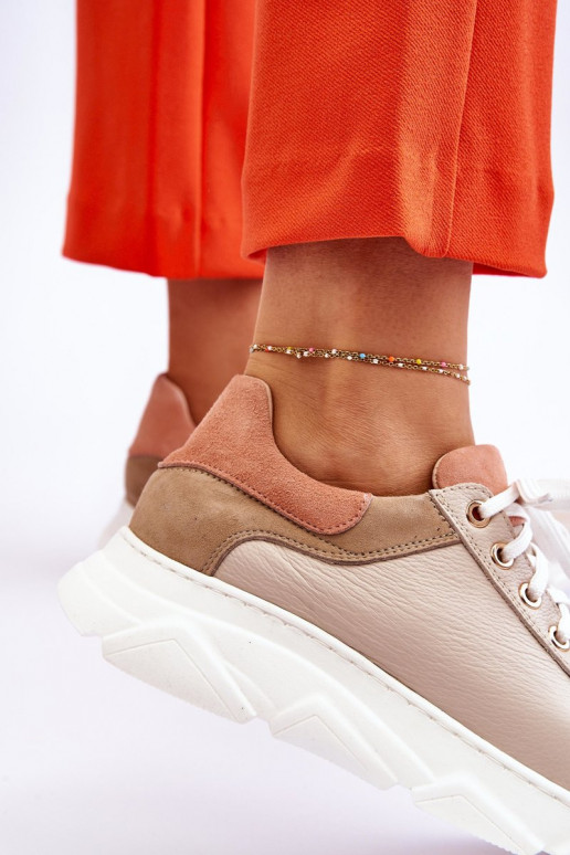 Conveniente Pelle scarpe da ginnastica con una piattaforma beige Alisane Conveniente Pelle scarpe da ginnastica con una piattaforma beige Alisane