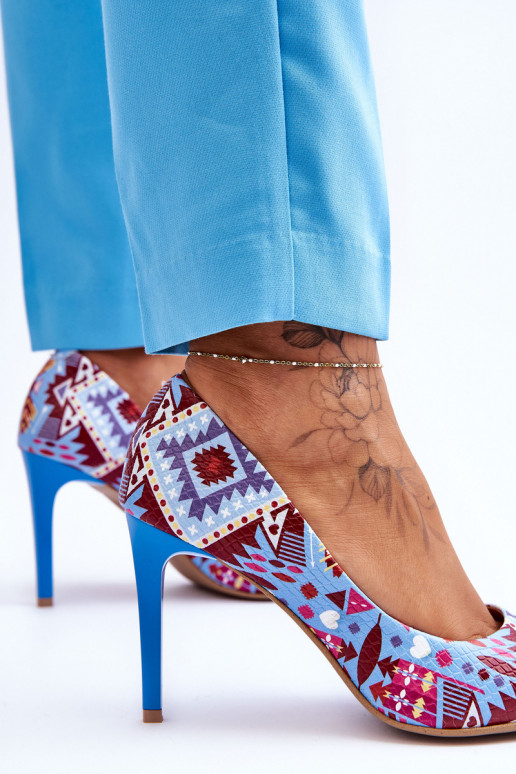 Alla moda Pelle scarpe col tacco alto LeAski Shoes 2659 blu-colore rosso Alla moda Pelle scarpe col tacco alto LeAski Shoes 2659 blu-colore rosso