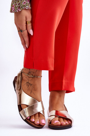 Zazoo 40141 Sandali da donna con chiusure adesive colore dorato