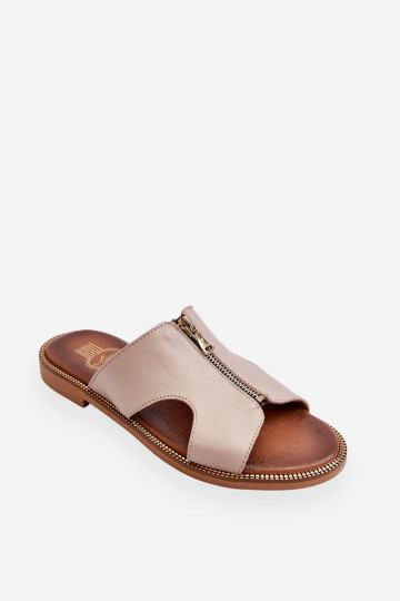 Pantofole da donna con zip decorative color sabbia Lemar Clarence