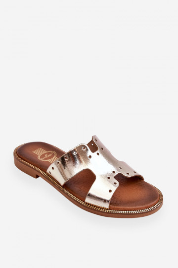 Pantofole da donna Zazoo 40326 con ritagli decorativi color oro