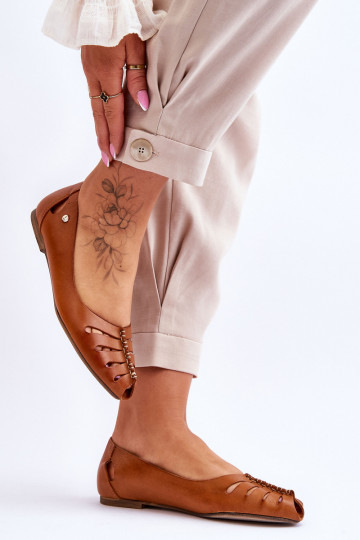 Ballerine comode in pelle naturale da donna Zazoo 10009 color marrone 2