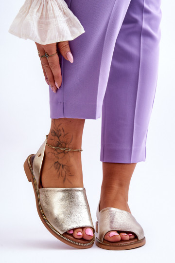 Sandali aperti in pelle Zazoo 40327 color oro