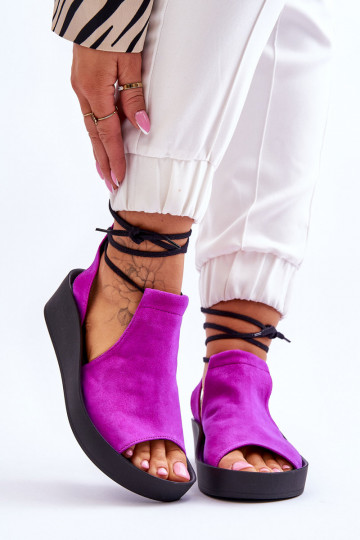 Zazoo 2743 Sandali con plateau in camoscio colore rosa