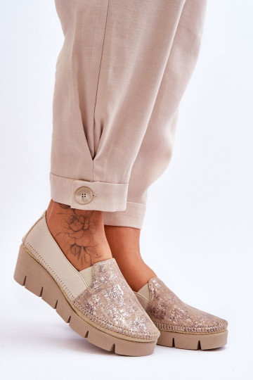 Scarpe casual in pelle con platforma Tai turiciejka 5814A-10 color sabbia 2