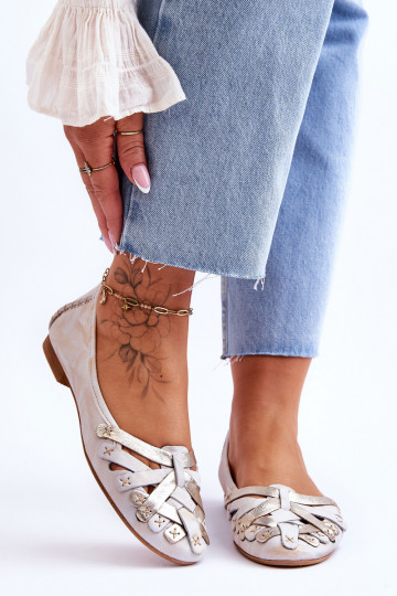 Femminile Ballerine Deveciejka 01358-22 beige-colore dorato