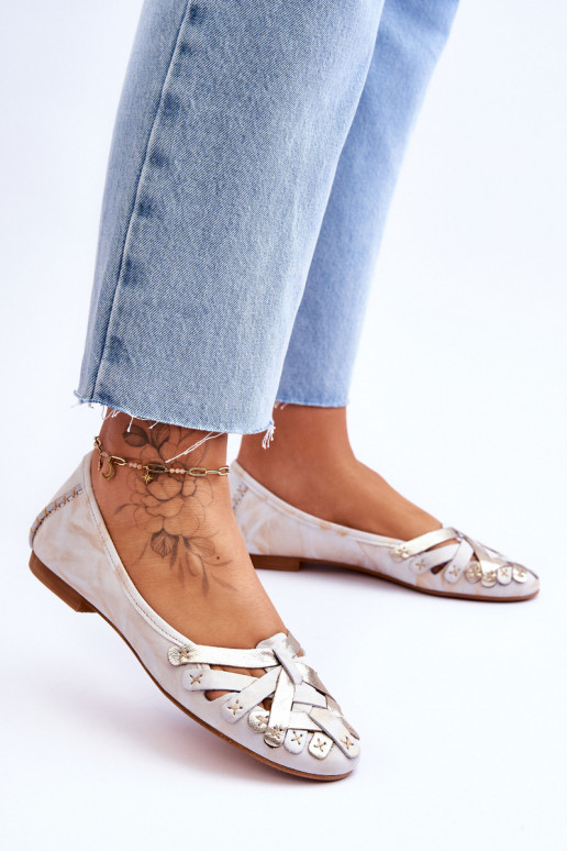 Femminile Ballerine Deveciejka 01358-22 beige-colore dorato Femminile Ballerine Deveciejka 01358-22 beige-colore dorato