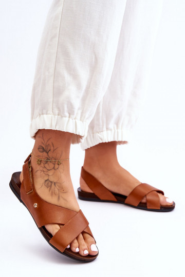 Sandali da donna con chiusure adesive colore marrone Lemar Addison