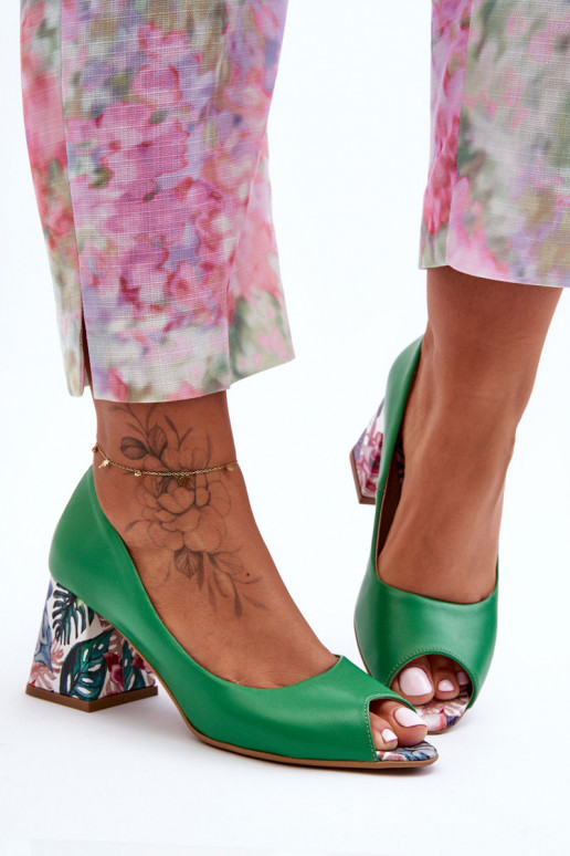 Pelle Scarpe con tacchi decorati LeAski Shoes 2608/K colore verde Pelle Scarpe con tacchi decorati LeAski Shoes 2608/K colore verde