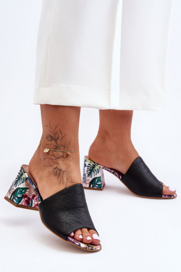 Femminile Pantofole in pelle con i tacchi LeAski Shoes 3209/K colore nero