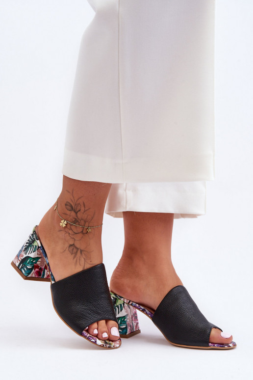 Femminile Pantofole in pelle con i tacchi LeAski Shoes 3209/K colore nero Femminile Pantofole in pelle con i tacchi LeAski Shoes 3209/K colore nero