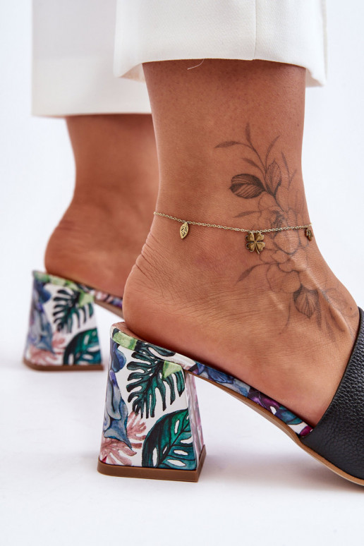 Femminile Pantofole in pelle con i tacchi LeAski Shoes 3209/K colore nero Femminile Pantofole in pelle con i tacchi LeAski Shoes 3209/K colore nero