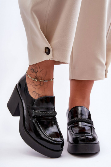 Pelle scarpe con i tacchi con ornamenti colore nero Lemar Gelanor