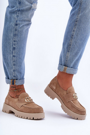 Femminile scarpe dalla pelle scamosciata con ornamenti beige Rosefalls 2