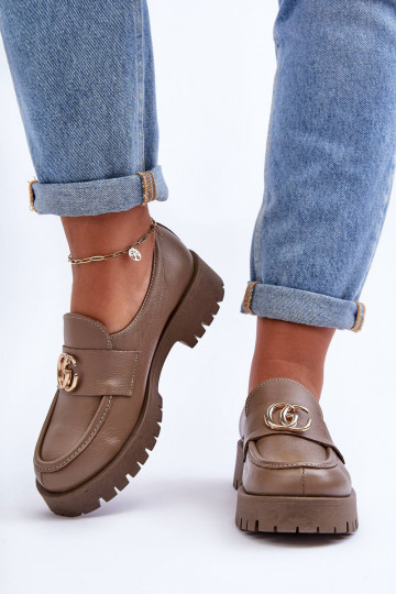 Scarpe in pelle naturale con ornamenti beige Rosefalls