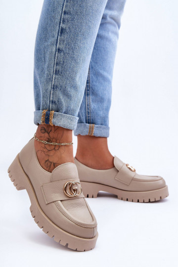 Scarpe in pelle naturale con ornamenti color sabbia Rosefalls