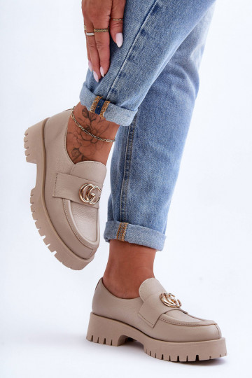 Scarpe in pelle naturale con ornamenti color sabbia Rosefalls 2
