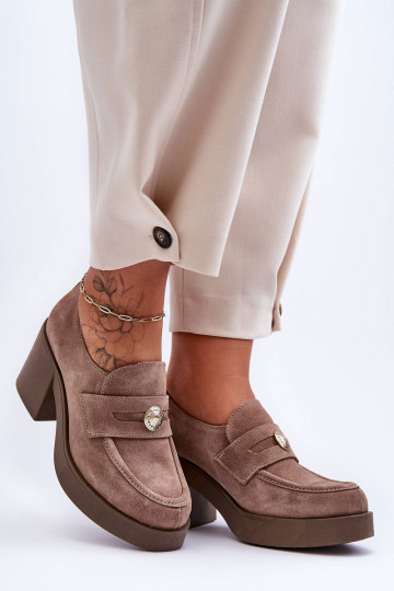 Scarpe scamosciate da donna con tacco color sabbia Lemar Dunadia