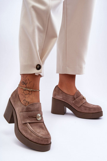 Scarpe scamosciate da donna con tacco color sabbia Lemar Dunadia 2
