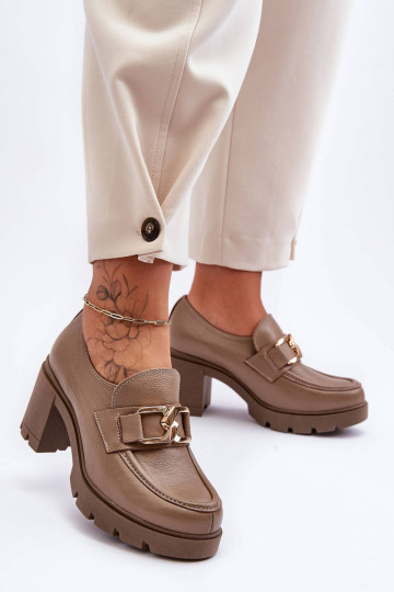 Scarpe eleganti con tacco e ornamenti color sabbia Lemar Harmell