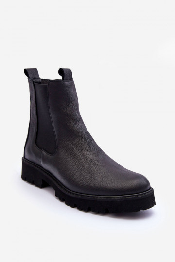 Pelle stivali alla moda colore nero Nicole 2672