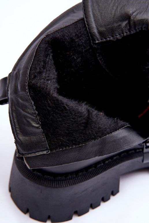 Pelle stivali alla moda con una piattaforma colore nero Lemar Lisencca Pelle stivali alla moda con una piattaforma colore nero Lemar Lisencca