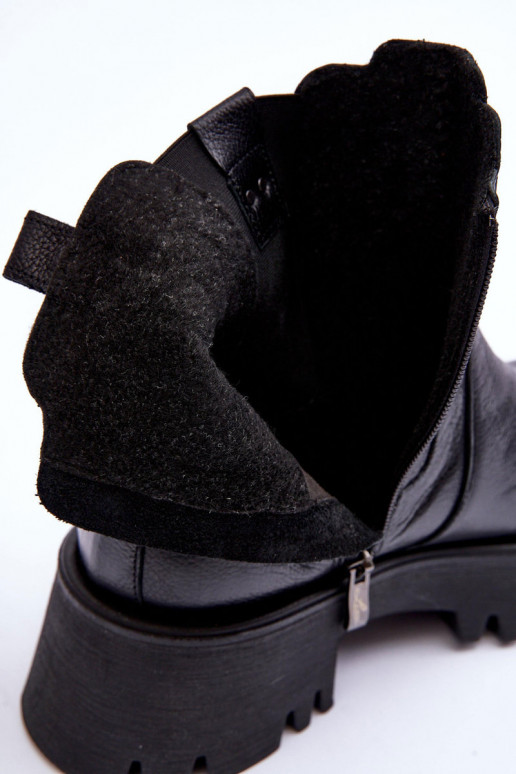 Pelle stivali alla moda con una piattaforma colore nero Lemar Lisencca Pelle stivali alla moda con una piattaforma colore nero Lemar Lisencca