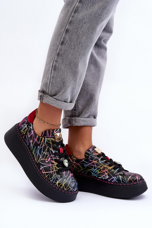 Pelle scarpe da ginnastica con una piattaforma Deveciejka 06191-39 Colori differenti