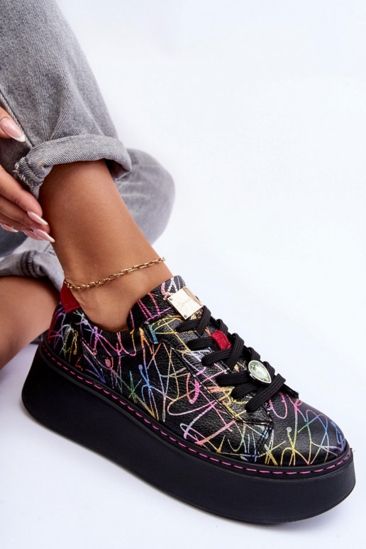 Pelle scarpe da ginnastica con una piattaforma Deveciejka 06191-39 Colori differenti