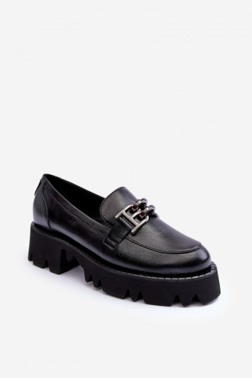 Scarpe in pelle per donna mocassini con ornamenti Laura Messi 2699 di colore nero 2