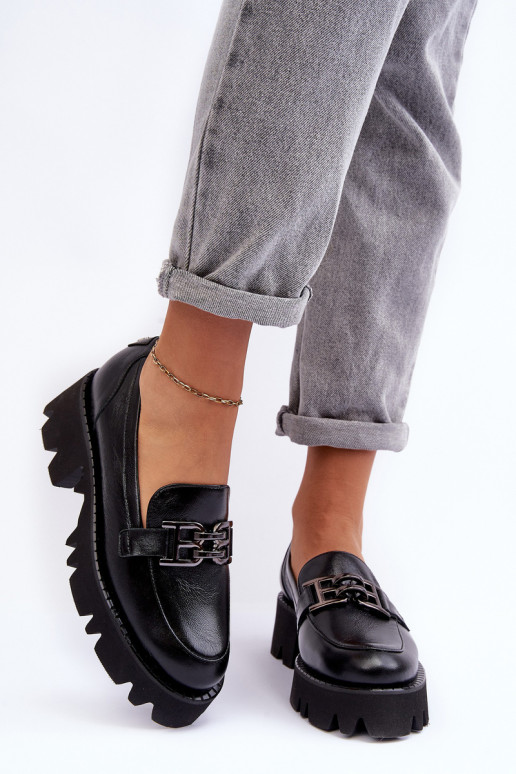 Femminile Pelle scarpe Mocassini con ornamenti Laura Messi 2699 colore nero Femminile Pelle scarpe Mocassini con ornamenti Laura Messi 2699 colore nero