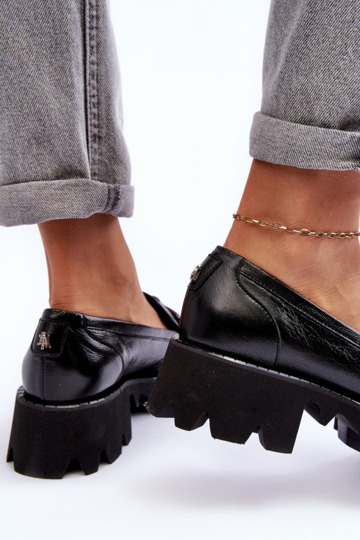 Femminile Pelle scarpe Mocassini con ornamenti Laura Messi 2699 colore nero Femminile Pelle scarpe Mocassini con ornamenti Laura Messi 2699 colore nero