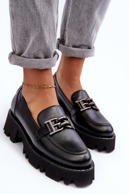 Femminile Pelle scarpe Mocassini con ornamenti Laura Messi 2699 colore nero Femminile Pelle scarpe Mocassini con ornamenti Laura Messi 2699 colore nero