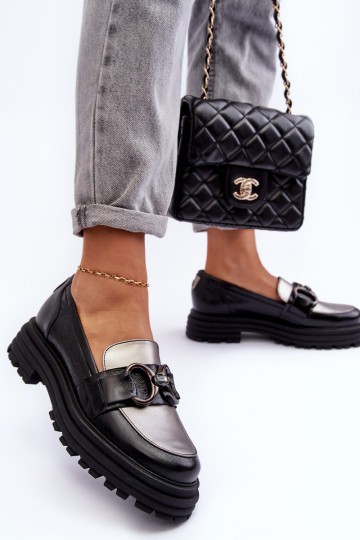 Stivaletti in pelle con suola massiccia colore nero Elkiza