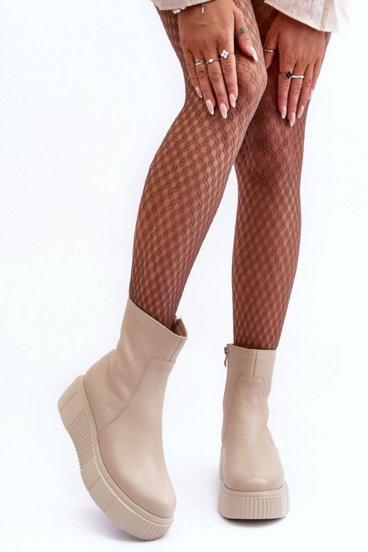 Stivali da donna con una piattaforma beige Lemar Jenefer Stivali da donna con una piattaforma beige Lemar Jenefer