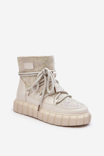 riscaldamento Stivali da neve Decorato Con strass GOE MM2N4081 beige