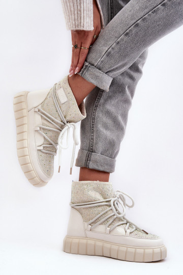 riscaldamento Stivali da neve Decorato Con strass GOE MM2N4081 beige 2